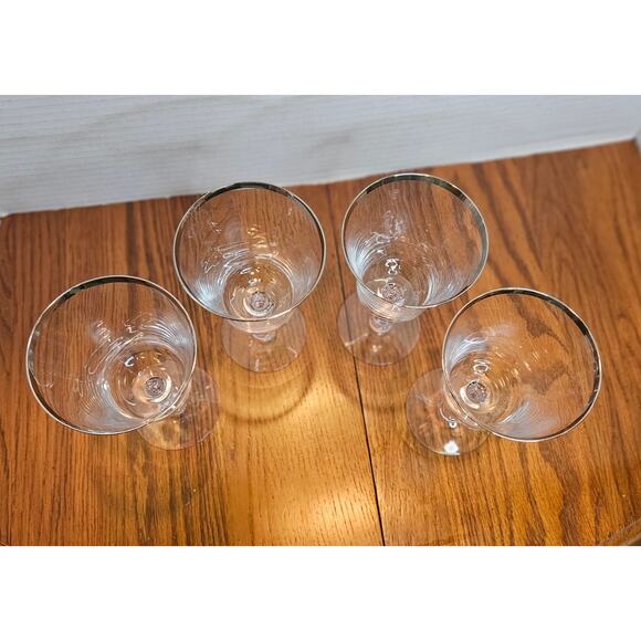 VTG Fostoria Crystal Sheffield 8oz Goblets (4) Clear Platinum Rim 6.75" 1961-82 - Picture 5 of 8